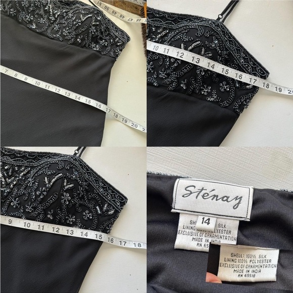 Vintage 1990s Sténay beaded 2 piece 100% Silk evening Dress size 14. - Picture 6 of 8